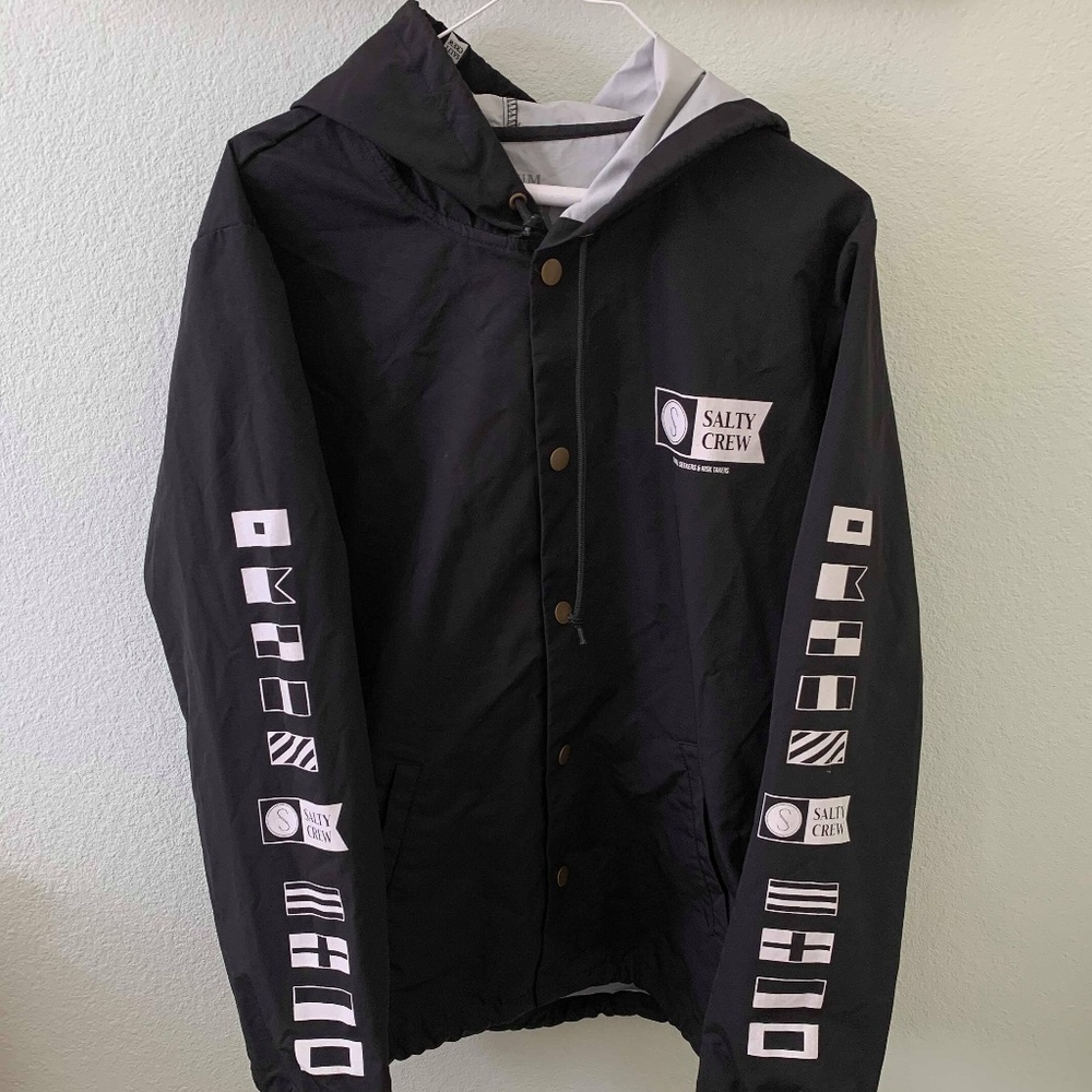 Salty Crew Men's Black Tippet Snap Rain Jacket